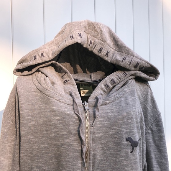 Pink Victoria's secret hoodie grey sweatshirt size medium causal oversized​​​ - Picture 2 of 5